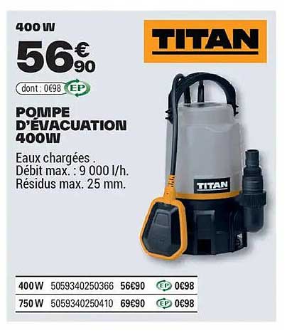 POMPE D’ÉVACUATION 400W