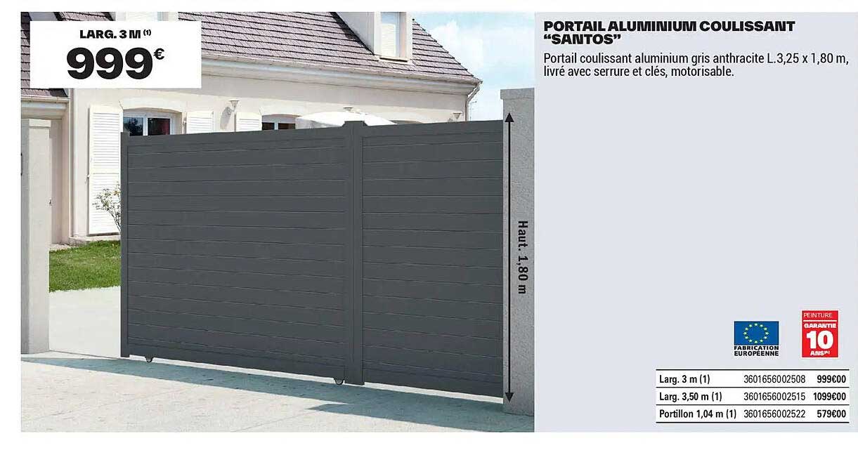 PORTAIL ALUMINIUM COULISSANT "SANTOS"