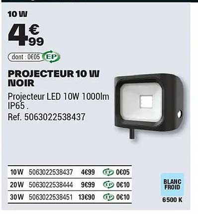 PROJECTEUR 10 W NOIR