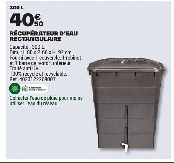 RÉCUPÉRATEUR D’EAU RECTANGULAIRE