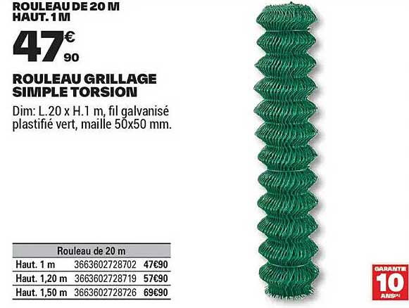 ROULEAU GRILLAGE SIMPLE TORSION