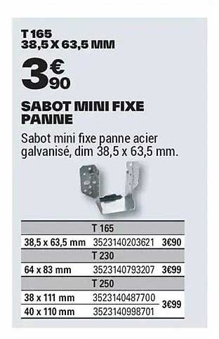 SABOT MINI FIXE PANNE