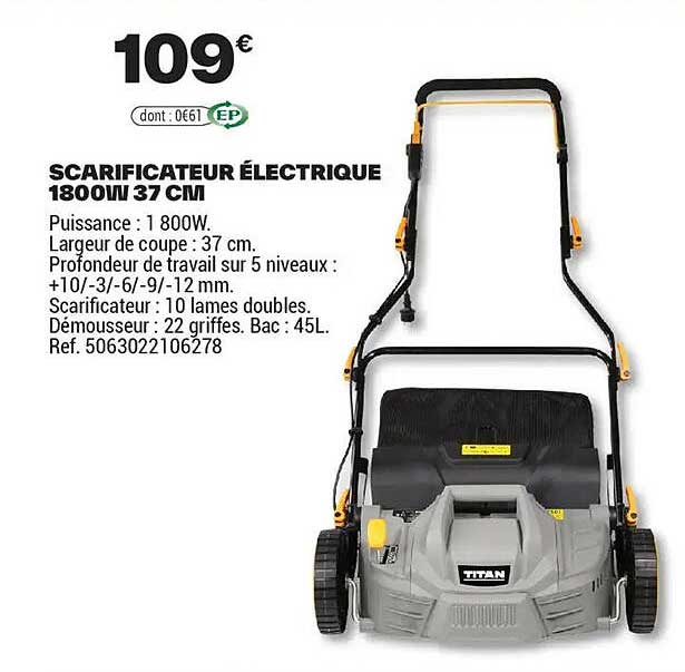 SCARIFICATEUR ÉLECTRIQUE 1800W 37 CM