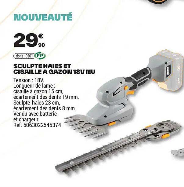 SCULPTE HAIES ET CISAILLE A GAZON 18V NU
