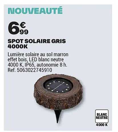 SPOT SOLAIRE GRIS 4000K