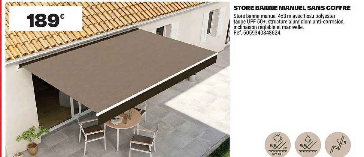 STORE BANNE MANUEL SANS COFFRE