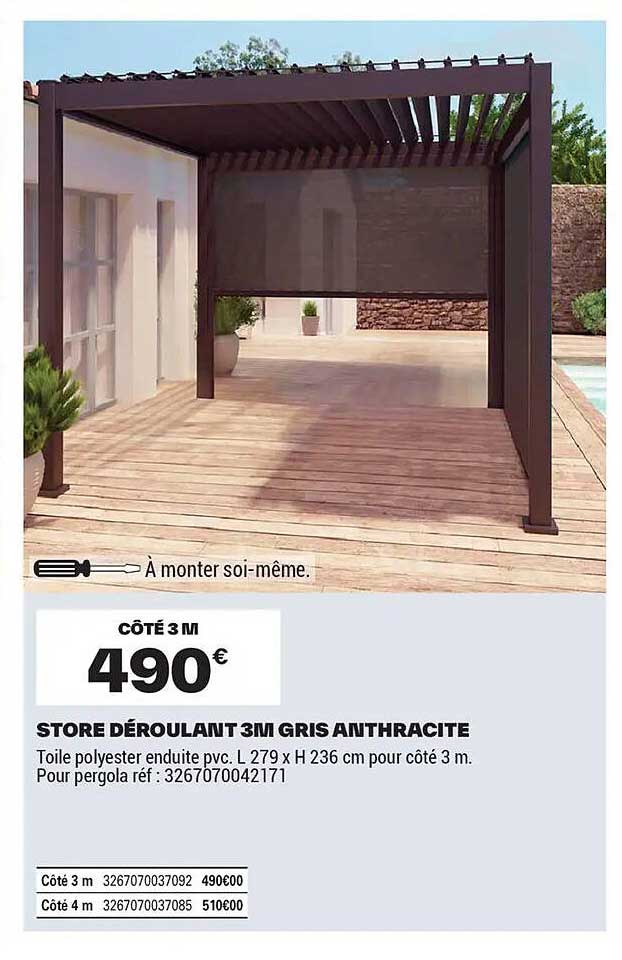 STORE DÉROULANT 3M GRIS ANTHRACITE