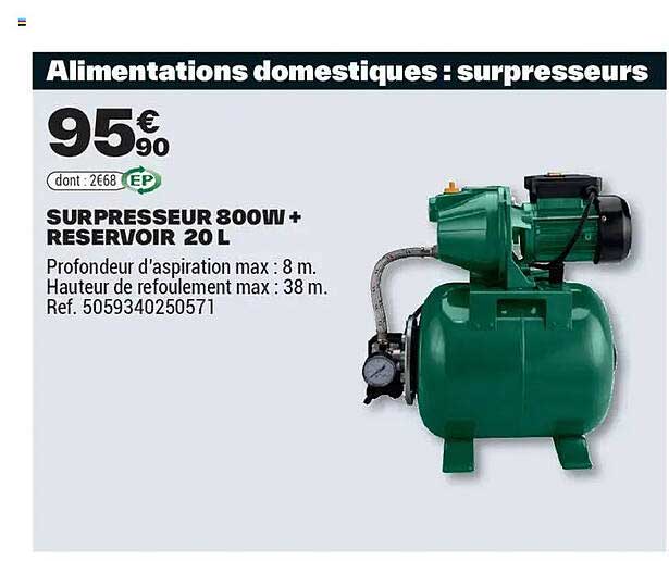 SURPRESSEUR 800W + RESERVOIR 20 L