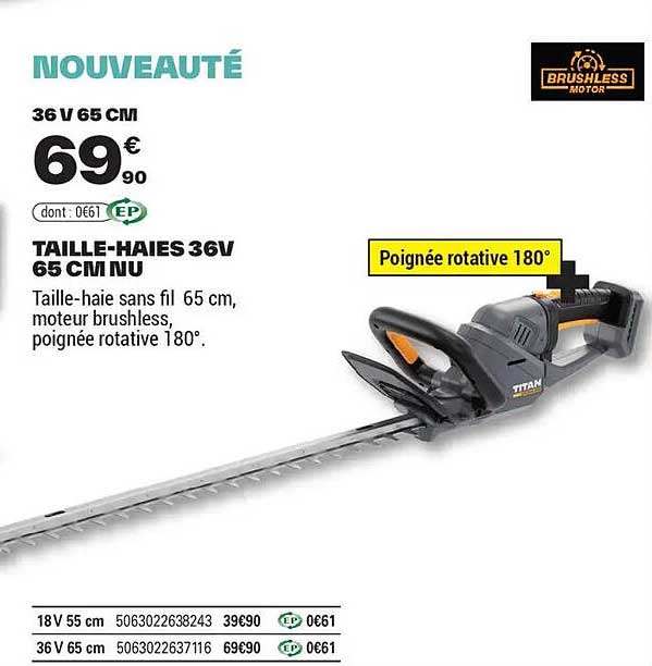 TAILLE-HAIES 36V 65 CM NU