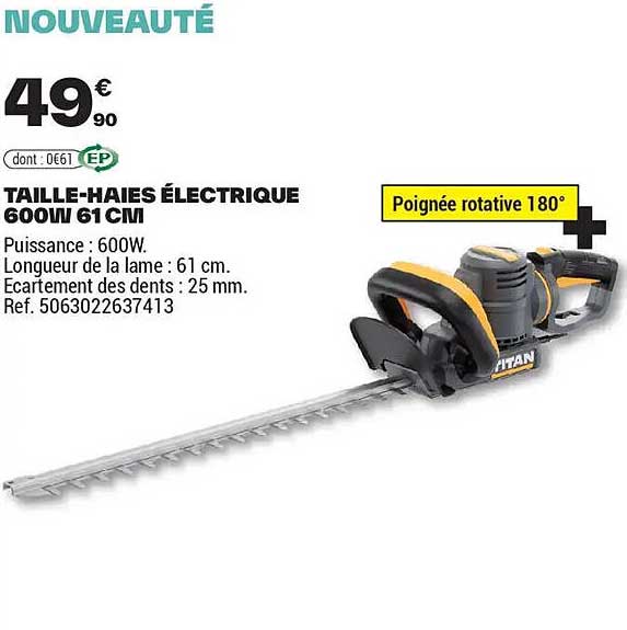 TAILLE-HAIES ÉLECTRIQUE 600W 61 CM