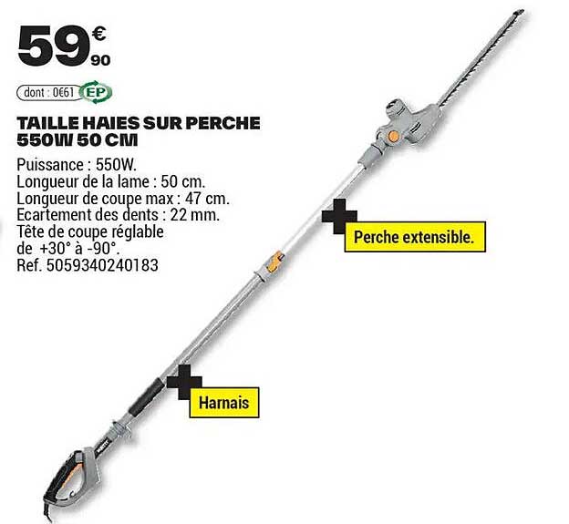 TAILLE HAIES SUR PERCHE 550W 50 CM