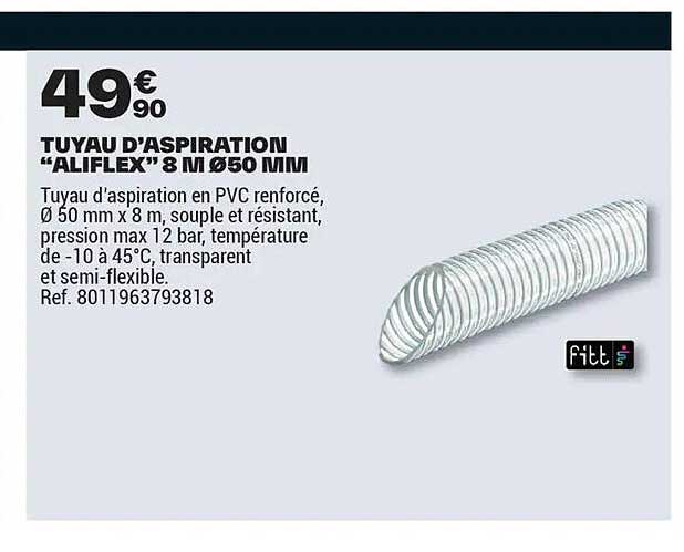 TUYAU D'ASPIRATION "ALIFLEX" 8 M Ø50 MM