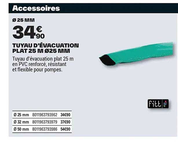 TUYAU D’ÉVACUATION PLAT 25 M Ø25 MM