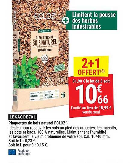 Plaquettes de bois naturel ECLOZ