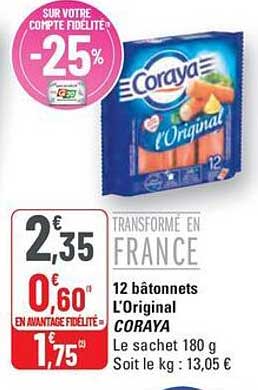 12 bâtonnets L'Original CORAYA