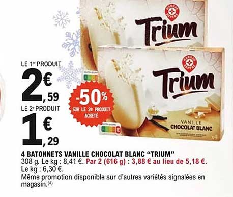 4 BÂTONNETS VANILLE CHOCOLAT BLANC “TRIUM”