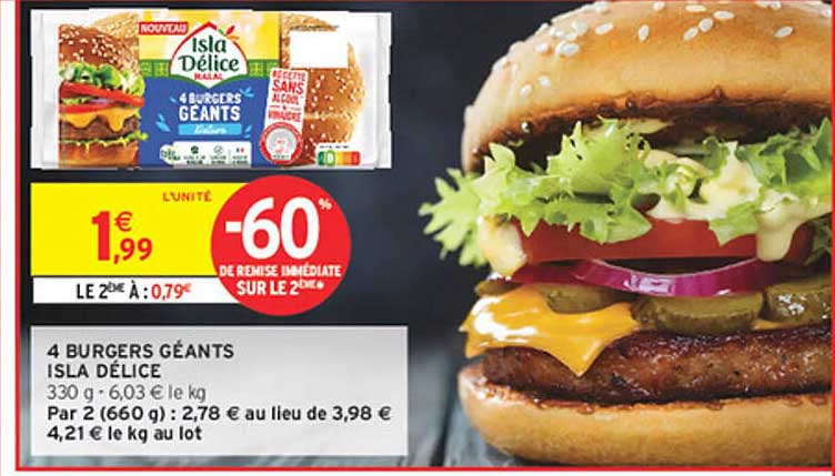 4 BURGERS GÉANTS ISLA DÉLICE