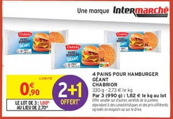 4 PAINS POUR HAMBURGER GÉANT CHABRIOR