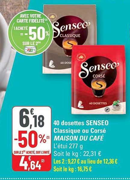 40 dosettes SENSEO Classique ou Corsé MAISON DU CAFÉ