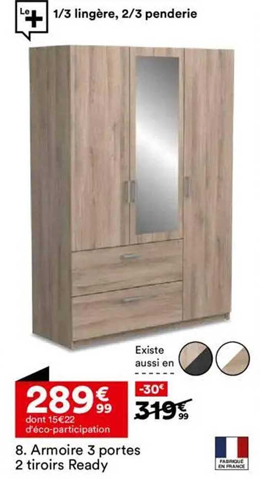 8. Armoire 3 portes 2 tiroirs Ready