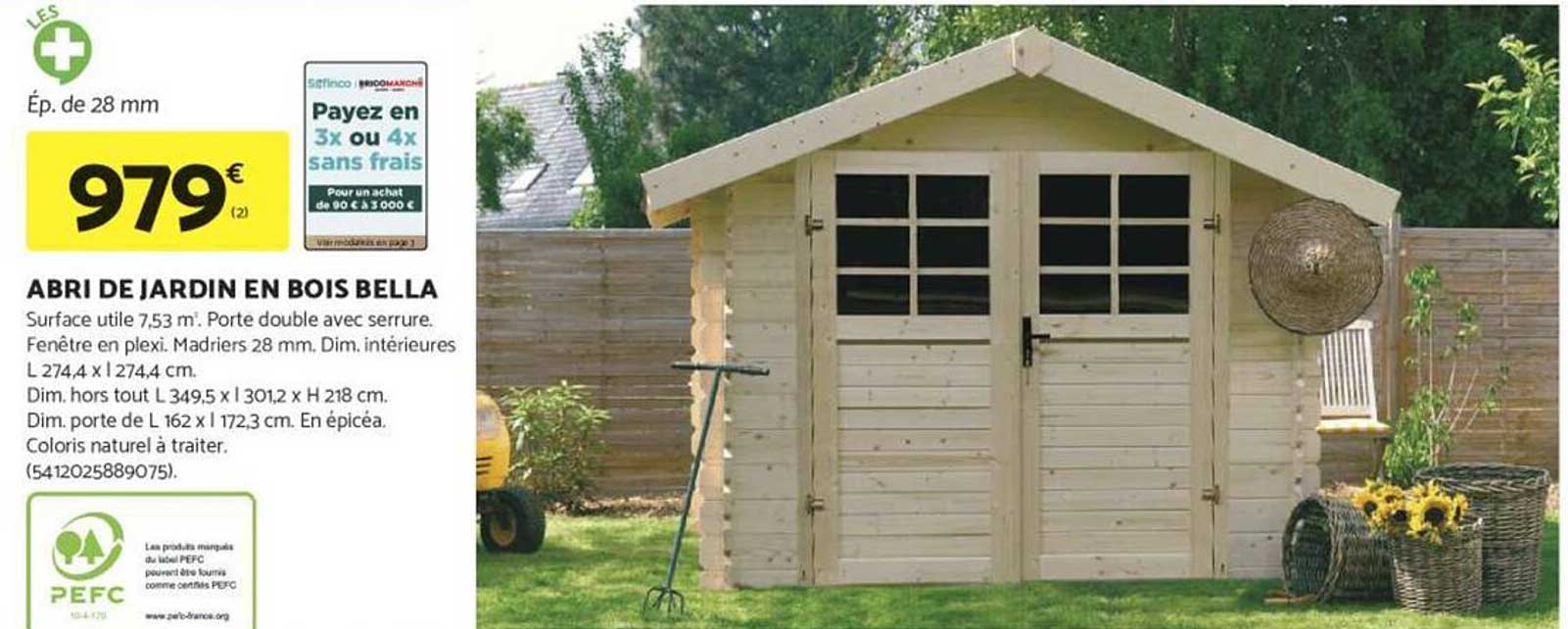 ABRI DE JARDIN EN BOIS BELLA
