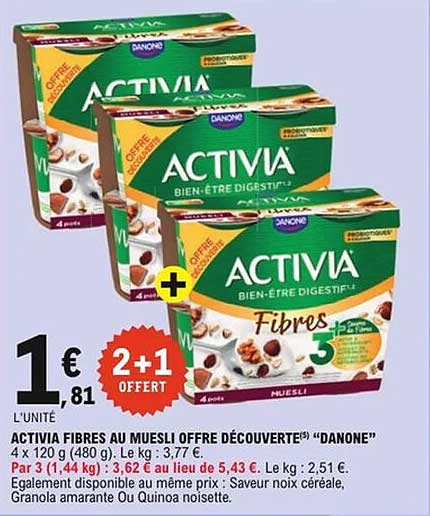 ACTIVIA FIBRES AU MUESLI OFFRE DÉCOUVERTE - DANONE