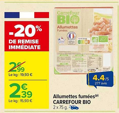 Allumettes fumées CARREFOUR BIO