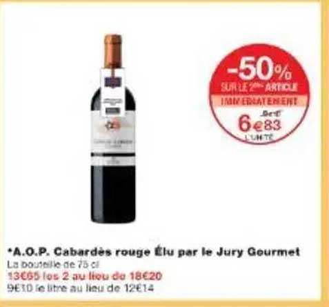 *A.O.P. Cabardès rouge Élu par le Jury Gourmet