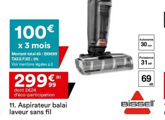 Aspirateur balai laveur sans fil Bissell