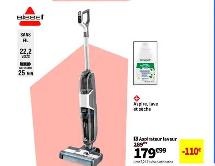 Aspirateur laveur Bissell sans fil