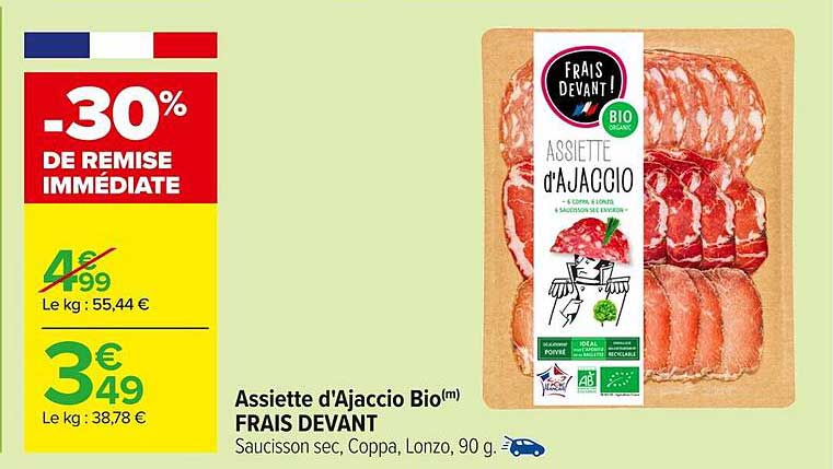 Assiette d'Ajaccio Bio(m) FRAIS DEVANT