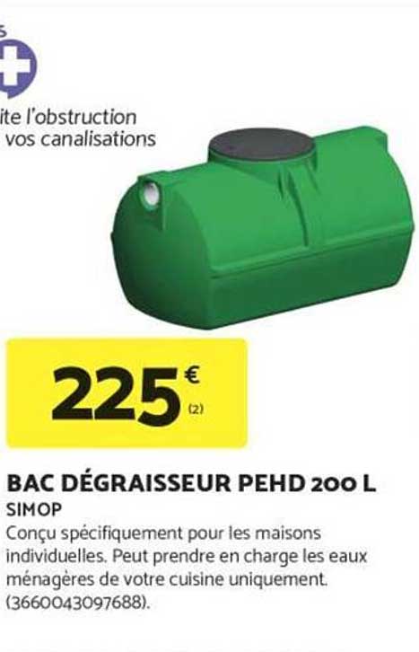 BAC DÉGRAISSEUR PEHD 200 L SIMOP