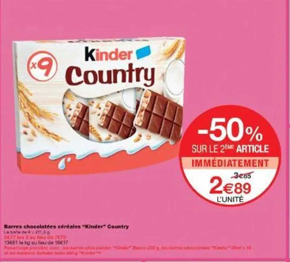 Barres chocolatées céréales "Kinder" Country