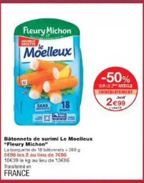 Bâtonnets de surimi Le Moelleux "Fleury Michon"