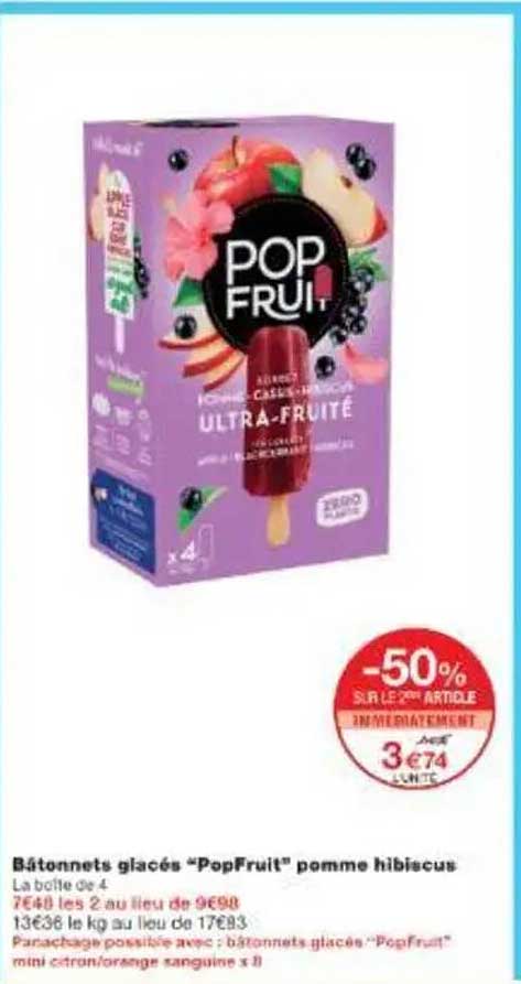Bâtonnets glacés "PopFruit" pomme hibiscus