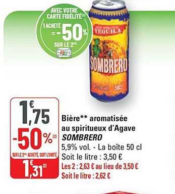 Bière** aromatisée au spiritueux d'Agave SOMBRERO