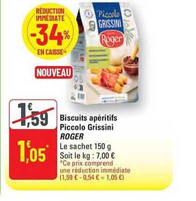 Biscuits apéritifs Piccolo Grissini ROGER