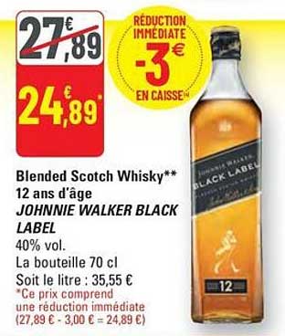 Blended Scotch Whisky 12 ans d'âge JOHNNIE WALKER BLACK LABEL