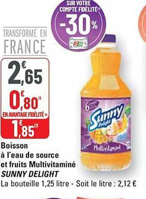 Boisson à l'eau de source et fruits Multivitamíné SUNNY DELIGHT