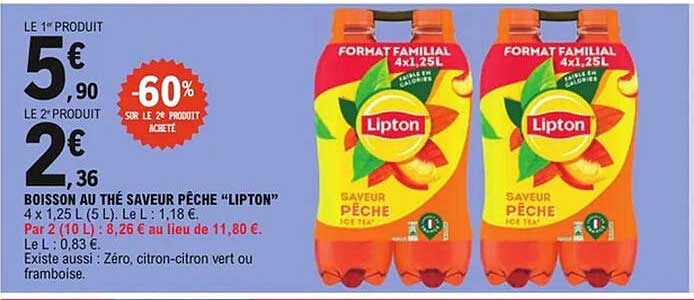 Boisson au thé saveur pêche "Lipton"