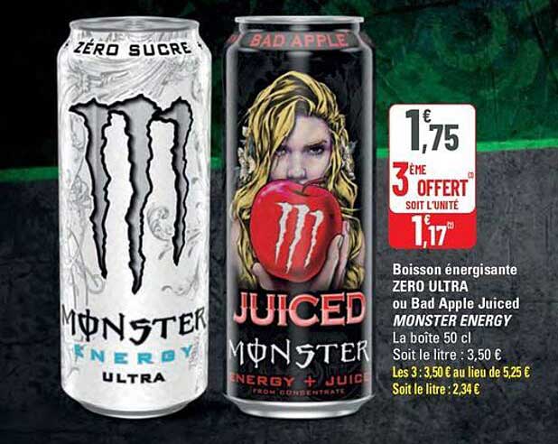 Boisson énergisante ZERO ULTRA ou Bad Apple Juiced MONSTER ENERGY