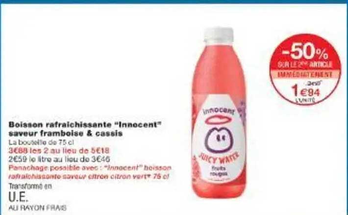 Boisson rafraîchissante "Innocent" saveur framboise & cassis