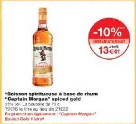 Boisson spiritueuse à base de rhum "Captain Morgan" spiced gold