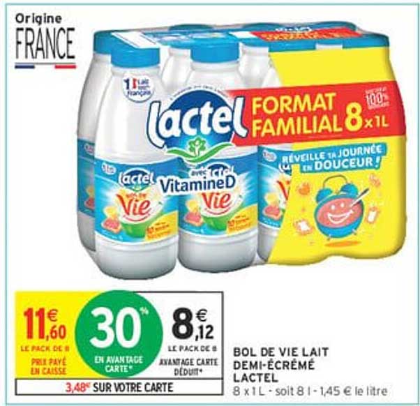 BOL DE VIE LAIT DEMI-ÉCRÉMÉ LACTEL