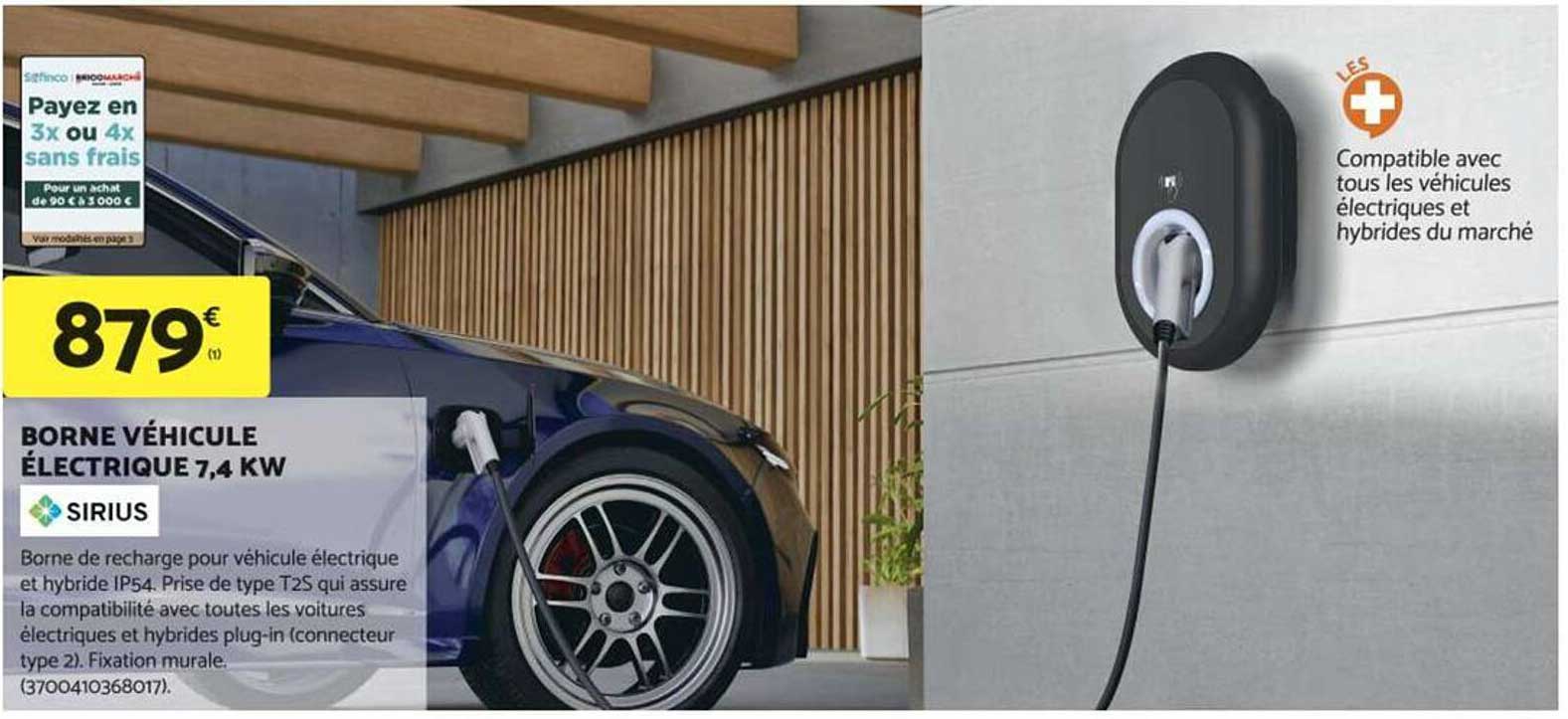 BORNE VÉHICULE ÉLECTRIQUE 7,4 KW