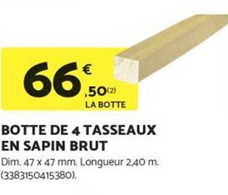 Botte de 4 tasseaux en sapin brut