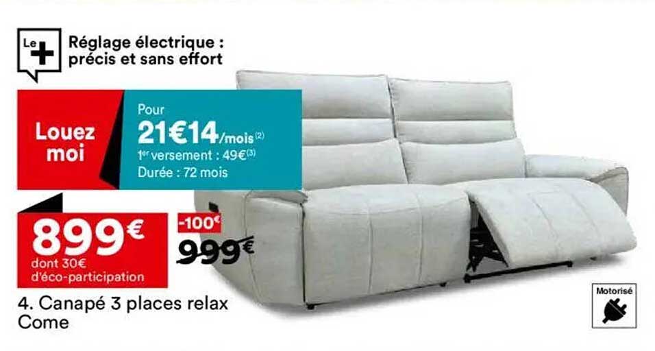 Canapé 3 places relax Come