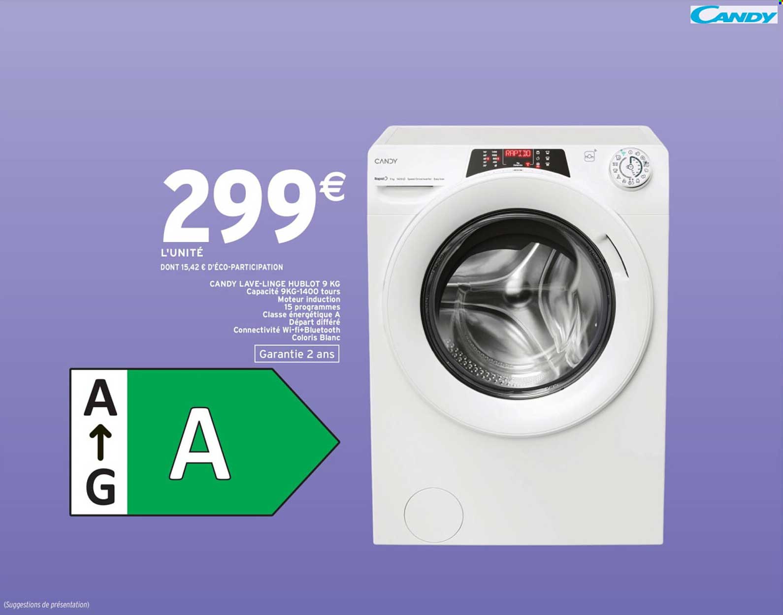 CANDY LAVE-LINGE HUBLOT 9 KG