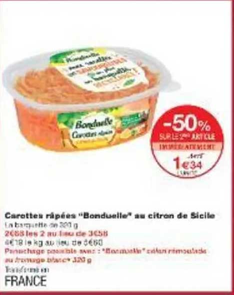 Carottes râpées "Bonduelle" au citron de Sicile