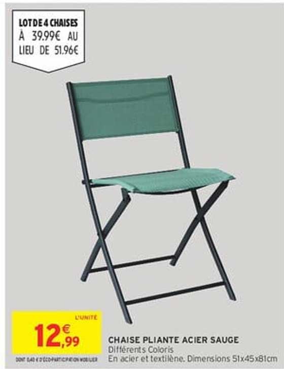 CHAISE PLiante Acier Sauge